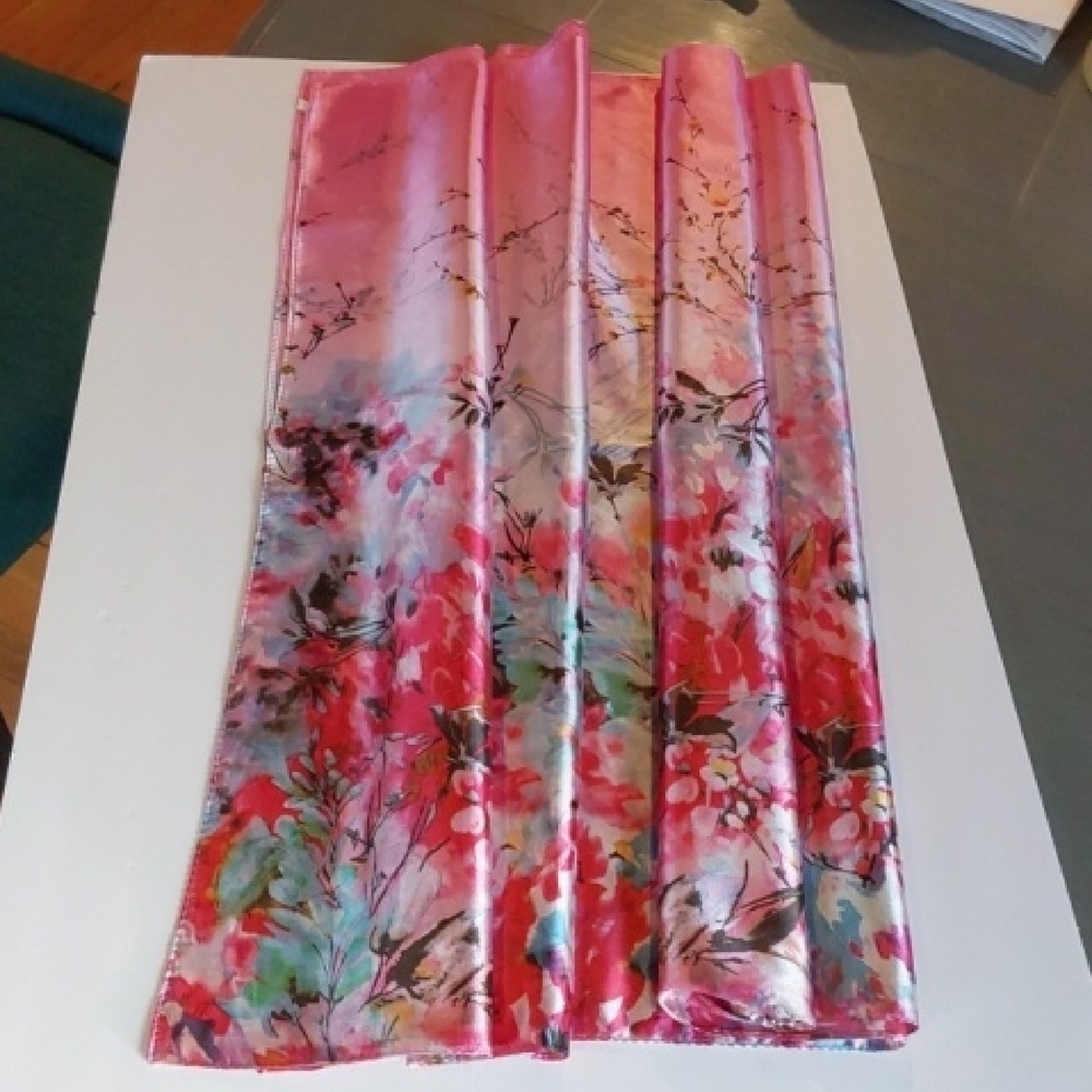 Bright Florals Pink and Red Dress Scarf/ Wrap SILK Stunning Oversized Gorgeous!